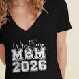 Senior 2026 Wrestling Mom Proud Senior 2026 Mom Graduation Women's Jersey Short Sleeve Deep V-Neck Tshirt