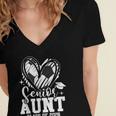 Senior Aunt Class Of 2026 Soccer Graduation Heart Women's Jersey Short Sleeve Deep V-Neck Tshirt