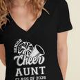 Senior Cheerleader Aunt Cheer Class Of 2026 Graduation Women Women's Jersey Short Sleeve Deep V-Neck Tshirt