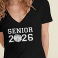 Senior Cheerleader Cheer Class Of 2026 Graduation Graduate Women's Jersey Short Sleeve Deep V-Neck Tshirt