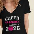 Senior Cheerleader Grandma Cheer Class Of 2026 Graduation Women's Jersey Short Sleeve Deep V-Neck Tshirt