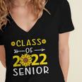 Senior Class Of 2022 Sunflower Graduation Seniors 22 Women's Jersey Short Sleeve Deep V-Neck Tshirt