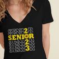 Senior Class Of 2023 Sunflower Graduation Seniors 23 Women's Jersey Short Sleeve Deep V-Neck Tshirt