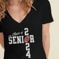 Senior Class Of 2024 Football Graduation Party Favors 2024 Women's Jersey Short Sleeve Deep V-Neck Tshirt