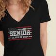 Senior Class 2024 Graduation American Flag Senior 2024 For Women Men Women's Jersey Short Sleeve Deep V-Neck Tshirt