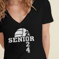 Senior Class Of 2024 Volleyball Seniors School Graduation Women's Jersey Short Sleeve Deep V-Neck Tshirt