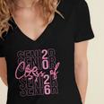 Senior Class Of 2026 Coquette Bow Graduation 2026 Girl Women Women's Jersey Short Sleeve Deep V-Neck Tshirt