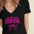 Senior Class Of 2026 Coquette Pink Bow Graduation 2026 Women's Jersey Short Sleeve Deep V-Neck Tshirt