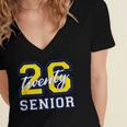 Senior Class 2026 Graduation Yellow Blue Letters Women's Jersey Short Sleeve Deep V-Neck Tshirt