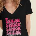 Senior Class Of 2026 Pink Coquette Bow Graduation 2026 Women's Jersey Short Sleeve Deep V-Neck Tshirt