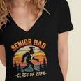 Senior Dad Class Of 2026 Bigfoot Vintage Graduation Women's Jersey Short Sleeve Deep V-Neck Tshirt