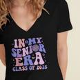 In My Senior Era Class Of 2025 Groovy Senior 2025 Graduation Women's Jersey Short Sleeve Deep V-Neck Tshirt