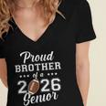 Senior Football Brother Class Of 2026 Graduation Graduate Women's Jersey Short Sleeve Deep V-Neck Tshirt