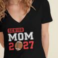 Senior Football Mom 2027 Team Class Of 2027 Graduation Mom Women's Jersey Short Sleeve Deep V-Neck Tshirt