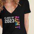 Senior Graduation Class Of 2023 Aunt Senior Tie Dye Women's Jersey Short Sleeve Deep V-Neck Tshirt