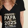Senior Graduation Proud Papa 2025 Graduate Class Matching Women's Jersey Short Sleeve Deep V-Neck Tshirt