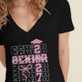 Senior Mom 2027 Class Of 2027 Coquette Bow Graduation 2027 Women's Jersey Short Sleeve Deep V-Neck Tshirt