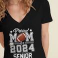 Senior Mom Class Of 2024 Football Proud Mom Graduation Women's Jersey Short Sleeve Deep V-Neck Tshirt
