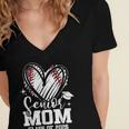 Senior Mom Class Of 2026 Baseball Graduation Heart Women's Jersey Short Sleeve Deep V-Neck Tshirt