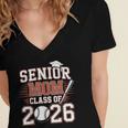 Senior Mom Class Of 2026 Graduate Baseball 2026 Graduation Women's Jersey Short Sleeve Deep V-Neck Tshirt