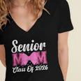 Senior Mom Class Of 2026 Pink Coquette Bow Graduation Women's Jersey Short Sleeve Deep V-Neck Tshirt
