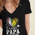 Senior Papa Class Of 2026 Baseball Softball Graduation Heart Women's Jersey Short Sleeve Deep V-Neck Tshirt