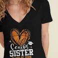 Senior Sister Class Of 2026 Basketball Graduation Heart Women's Jersey Short Sleeve Deep V-Neck Tshirt