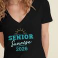 Senior Sunrise Class Of 2026 Vintage Graduation High School Women's Jersey Short Sleeve Deep V-Neck Tshirt