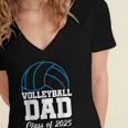 Senior Volleyball Dad Class Of 2025 Graduation Graduate Women's Jersey Short Sleeve Deep V-Neck Tshirt