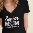 Senior Volleyball Mom Class Of 2027 Graduation Graduate Women's Jersey Short Sleeve Deep V-Neck Tshirt