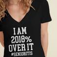 Senioritis Shirt For Seniors Graduation Class Of 2018 Women's Jersey Short Sleeve Deep V-Neck Tshirt