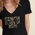 Seniors 2019 Class TShirt Camo Print T-Shirt Graduation Gift Women's Jersey Short Sleeve Deep V-Neck Tshirt