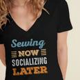 Sewing Now Minimal Socializing Introvert Vintage Women's Jersey Short Sleeve Deep V-Neck Tshirt Sewing Now Minimal Socializing Introvert Vintage Women's Jersey Short Sleeve Deep V-Neck Tshirt