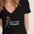Silent Night Please Christmas Introvert Women's Jersey Short Sleeve Deep V-Neck Tshirt