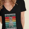 Silver Labrador Retriever Introvert Silver Lab Women's Jersey Short Sleeve Deep V-Neck Tshirt