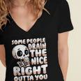 Skeleton Coffee Lover Introvert Women's Jersey Short Sleeve Deep V-Neck Tshirt