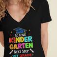 So Long Kindergarten Graduation 2025 Graduate 1st Grade Women's Jersey Short Sleeve Deep V-Neck Tshirt