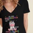 So Long Kindergarten Graduation Class 2025 Unicorn Girls Women's Jersey Short Sleeve Deep V-Neck Tshirt