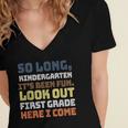 So Long Kindergarten Preschool Graduation First Grade Women's Jersey Short Sleeve Deep V-Neck Tshirt
