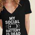 My Social Battery Is Dead Introvert Quote Women's Jersey Short Sleeve Deep V-Neck Tshirt My Social Battery Is Dead Introvert Quote Women's Jersey Short Sleeve Deep V-Neck Tshirt
