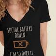 Social Battery Drain I'm So Over It Line Introverts Women's Jersey Short Sleeve Deep V-Neck Tshirt Social Battery Drain I'm So Over It Line Introverts Women's Jersey Short Sleeve Deep V-Neck Tshirt