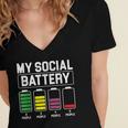 My Social Battery Introverted Low Energy Antisocial Women's Jersey Short Sleeve Deep V-Neck Tshirt