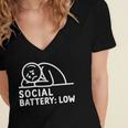 Social Battery Low Apparel Introvert Humor Women's Jersey Short Sleeve Deep V-Neck Tshirt Social Battery Low Apparel Introvert Humor Women's Jersey Short Sleeve Deep V-Neck Tshirt
