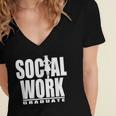 Social Work Graduate TShirt College Graduation Women's Jersey Short Sleeve Deep V-Neck Tshirt
