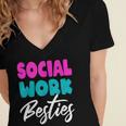 Social Worker Work Coworkers Best Friend Graduation MSW Women's Jersey Short Sleeve Deep V-Neck Tshirt