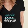 Social Worker Work Month MSW Graduation Masters Women's Jersey Short Sleeve Deep V-Neck Tshirt