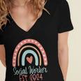 Social Worker Work MSW BSW Graduation 2024 Masters Degree Women's Jersey Short Sleeve Deep V-Neck Tshirt