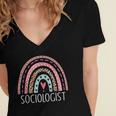 Sociologist Sociology Teacher Graduation Rainbow Women's Jersey Short Sleeve Deep V-Neck Tshirt