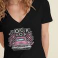 Sock Hop 50s Classic Car Nostalgia 1950s Greaser Women's Jersey Short Sleeve Deep V-Neck Tshirt