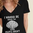 Solitude Introverts I Wanna Be Where The People Aren't Women's Jersey Short Sleeve Deep V-Neck Tshirt Solitude Introverts I Wanna Be Where The People Aren't Women's Jersey Short Sleeve Deep V-Neck Tshirt